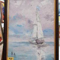 3бр.Морски Картини с маслени бои - морета и лодки, снимка 3 - Картини - 33359179