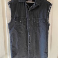 Дънкова нова мъжка черна риза без ръкави Zara S/M , снимка 7 - Ризи - 41773533