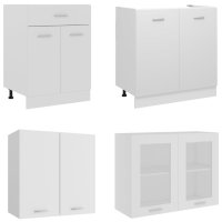 Комплект кухненски шкафове от 4 части, бял, ПДЧ, снимка 4 - Кухни - 41898701