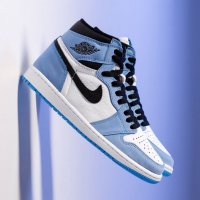 Чисто Нови Оригинални Обувки Nike Air Jordan 1 High Retro University Blue Heritage 43 Размер Номер, снимка 10 - Кецове - 39024448