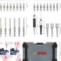 Bosch накрайници, битове, вложки и държачи 43 части, Германия, снимка 8 - Други инструменти - 32875634