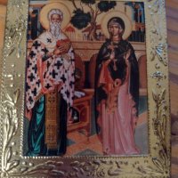 Икона Св. Киприан и Св. Иустина, снимка 1 - Икони - 40891811