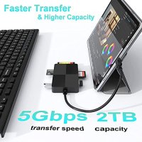 Нов USB C хъб четец на карти адаптер с 3 USB3.0 за компютър лаптоп, снимка 3 - Друга електроника - 40673361