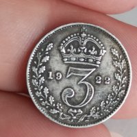 3 пенса 1922 г сребро Великобритания , снимка 1 - Нумизматика и бонистика - 41575572