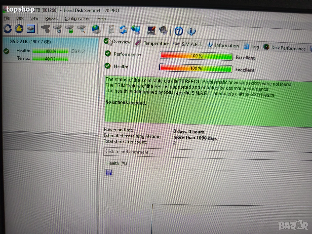 Чисто нови на 100% живот вътрешни SATA SSD дискове 2TB, тествани и разпознати от сантинел..., снимка 1