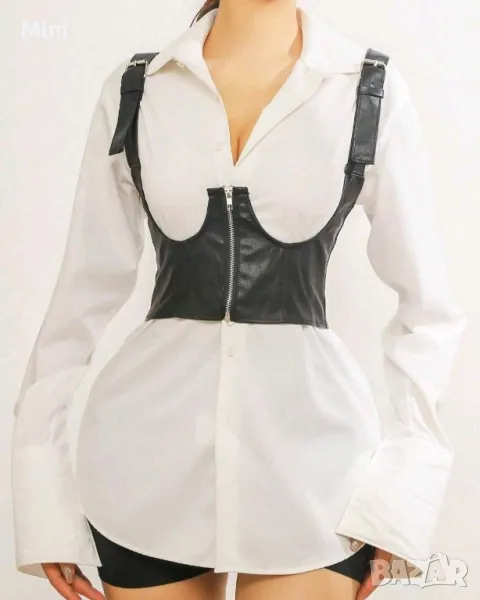 XL/2XL Черен кожен колан /корсет /, снимка 1