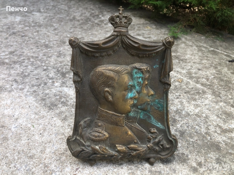 стара бронзова пластика /настолен плакет, барелеф/, снимка 1