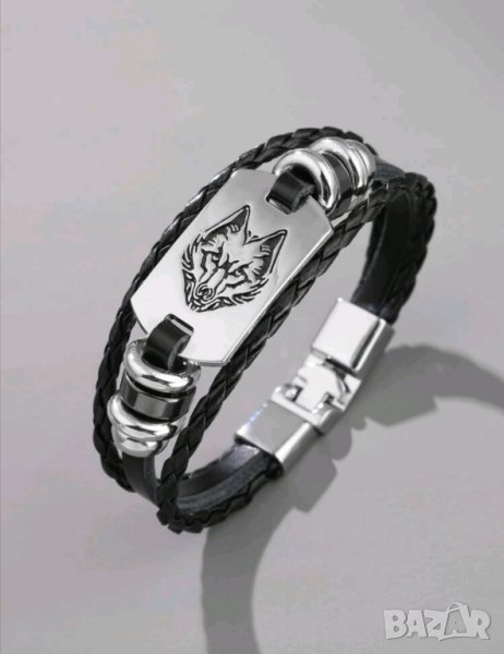 Луксозна мъжка гривна с вълк, снимка 1