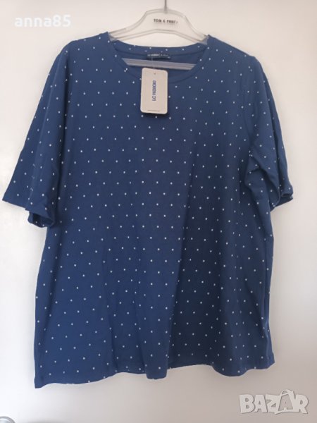 ХЛ-2ХЛ Тъмно синя тениска на точки, снимка 1