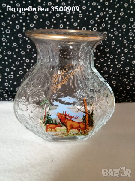 стъклена вазичка с картина, снимка 1