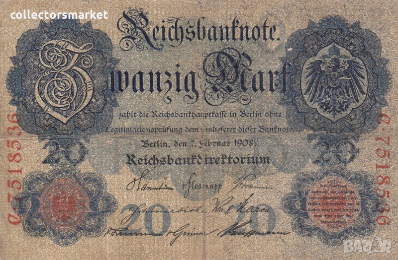 20 марки 1908 C, Германия, снимка 1