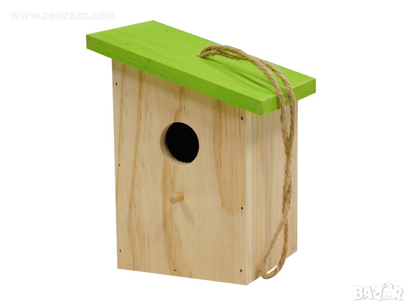 Дървена къщичка за диви Птици със зелен покрив 14,5 x 11 x 17,5 cм. - Модел: 17021, снимка 1