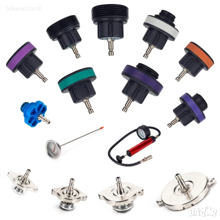 Комплект за измерване на налягането на автомобилната охладителна система – 15 бр. НОВО, снимка 1