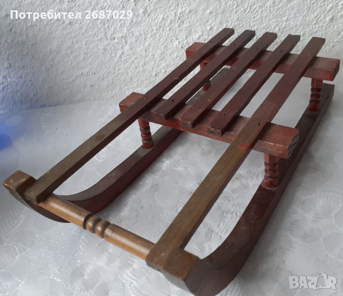 Дървена шейна, декоративна, малка  и елен, снимка 1