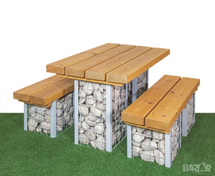 Габиони декорация в градината --Мебели, маса, пейка, столче --Интериор, барбекю, езерце, водопад.. , снимка 1