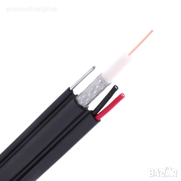 Коаксиален кабел RG6/96CCS + 2x0.5CU + Messenger 1.3mm, снимка 1