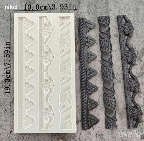 3 широки кант борд силиконов молд форма фондан гипс шоколад декор , снимка 1