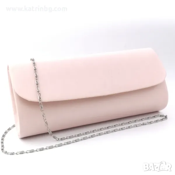 Чанта клъч тип плик Официална чанта пудра кожена, снимка 1