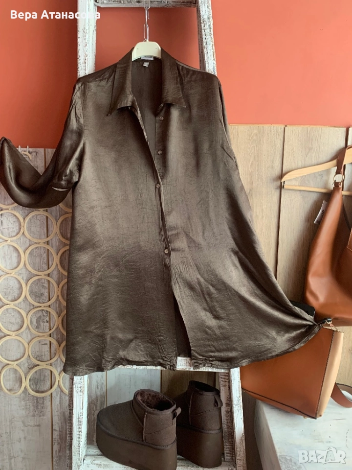 👢 Сатенена рокля/туника Mexx в кафяв цвят👜 хл🤎, снимка 1