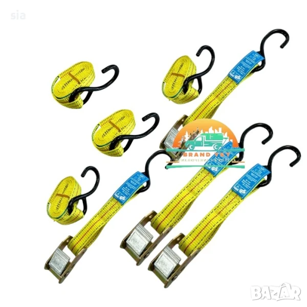 Колан за фиксиране на товари, за притягане+ тресчотка, 360кг., 1,8м., 4бр, снимка 1