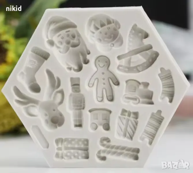 Микс коледен коледни конче елен Дядо Коледа подарък човече силиконов молд форма фондан шоколад гипс, снимка 1