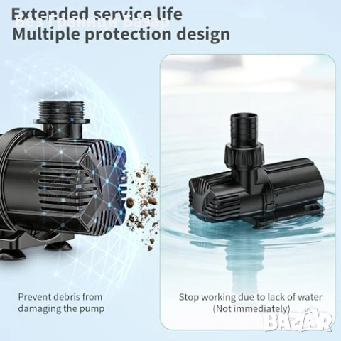 Нова Помпа за водни ефекти 1600 GPH DC 24V енергоефективна + конвертор, снимка 9 - Напояване - 53738533