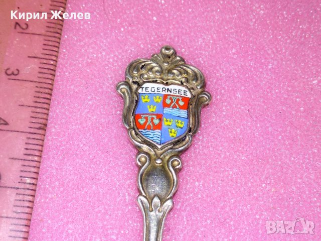 TEGERNSEE СТАРА НЕМСКА КОЛЕКЦИОНЕРСКА ЕМАЙЛИРАНА СРЕБЪРНА ЛЪЖИЧКА За КАФЕ СРЕБРО 800 REU ПРОБА 42997, снимка 2 - Колекции - 44376464
