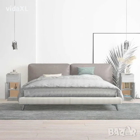 vidaXL Сайдборди, 2 бр, сив сонома, 30x30x70 см, инженерно дърво, снимка 3 - Бюфети - 56147960