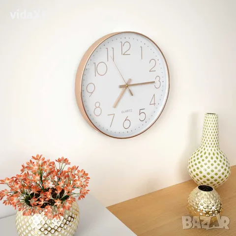 vidaXL Стенен часовник, 30 см, розово-златисто, снимка 2 - Стенни часовници - 56147616