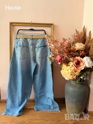 ZARA Дамски стилни широки дънки, снимка 8 - Дънки - 55993768