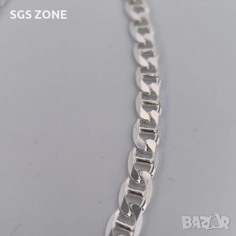 Голяма сребърна верижка от Италия с родиево покритие, снимка 11 - Колиета, медальони, синджири - 53124967