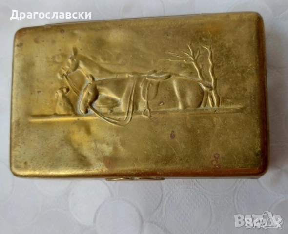 Табакери: Стара посребрена табакера, руска с лос, месингова с коне, снимка 18 - Други - 42511050