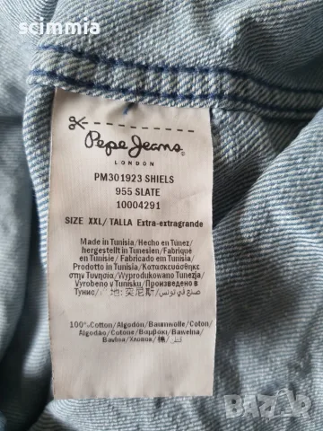 Pepe Jeans London HRTG Premium Denim дънкова риза XXL светлосиня 100% памук, снимка 12 - Ризи - 55985288
