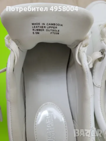 Дамски кожени маратонки Michael Kors Allie Stride, бели, US 6.5, снимка 5 - Маратонки - 56207461