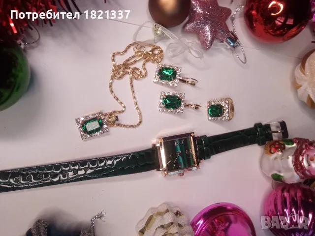 Дамски комплект - часовник, колие, обици и пръстен , снимка 2 - Бижутерийни комплекти - 48484359