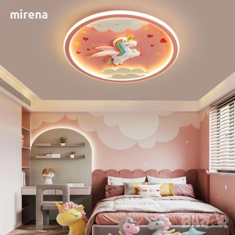 LED лед лампа осветление розов полилей, димируема еднорог детска н236, снимка 6 - Лампи за таван - 53838428