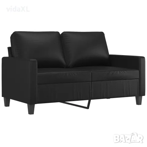 vidaXL Комплект дивани от 2 части с възглавници черен изкуствена кожа, снимка 3 - Дивани и мека мебел - 56146687
