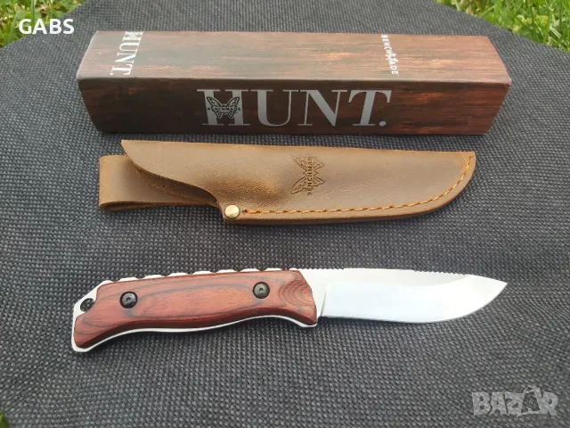 Ловен нож Benchmade HUNT голям с кожена кания, снимка 2 - Ножове - 50246614