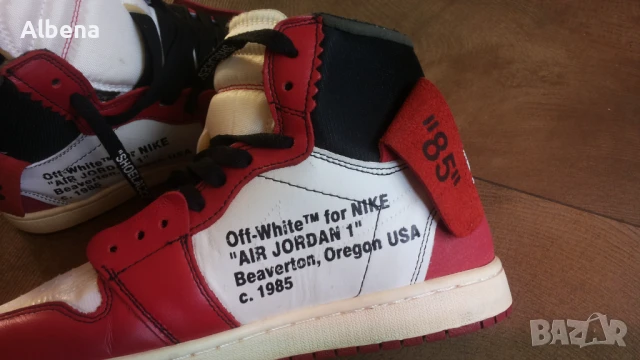 Off-White × Nike Air Jordan 1 Retro High The Ten "Chicago" AA3834-101 Размер EUR 44/UK 9 41-14-S, снимка 10 - Кецове - 50462998