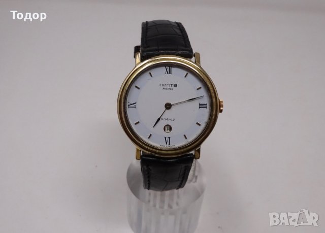 Дамски френски кварцов часовник HERMA с позлатена каса, снимка 1 - Дамски - 42564590