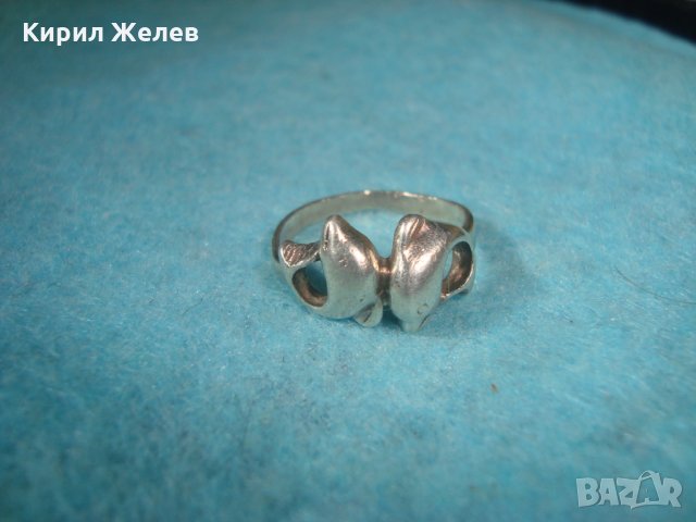 СТАР СРЕБЪРЕН ПРЪСТЕН СРЕБРО 925 ДЕЛФИНЧЕТА РЪЧНА ХУДОЖЕСТВЕНА МАЙСТОРСКА ИЗРАБОТКА АНГЛИЯ 25966, снимка 8 - Пръстени - 35746656