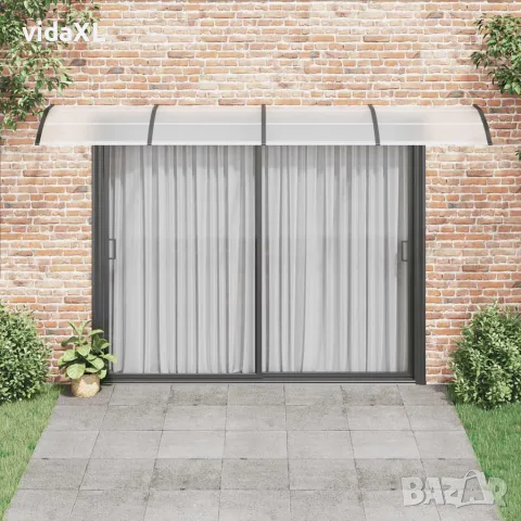 vidaXL Навес за врата, черно и прозрачно, 400x75 см, поликарбонат, снимка 3 - Врати за баня - 56146242