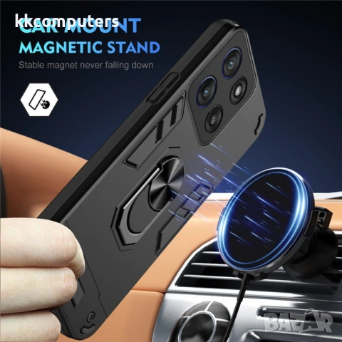 Калъф за Motorola Moto G56 5G с Въртящ се Пръстен - PC + TPU, Защита при падане, 0.5mm Повдигнати Ръ, снимка 4 - Калъфи, кейсове - 53510503