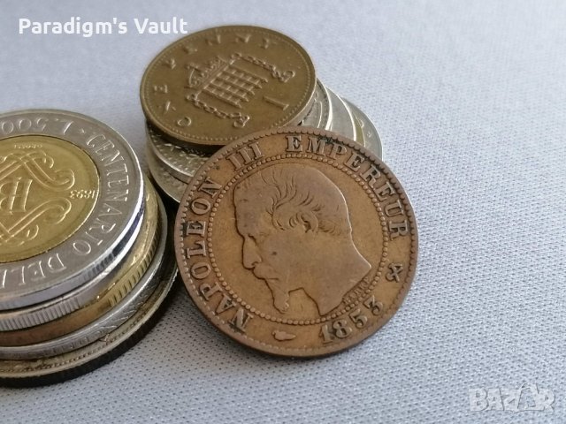 Mонета - Франция - 5 сентима (Наполеон III) | 1853г., снимка 2 - Нумизматика и бонистика - 44352551