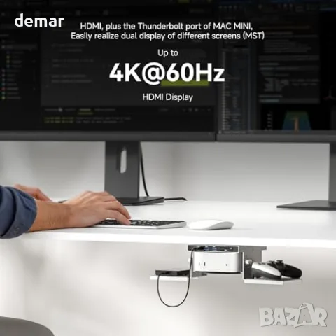 Алуминиева докинг станция Minisopuru за Mac Mini M4 с 4K@60Hz HDMI и M.2 NVMe слот до 8TB, снимка 3 - Друга електроника - 55771521