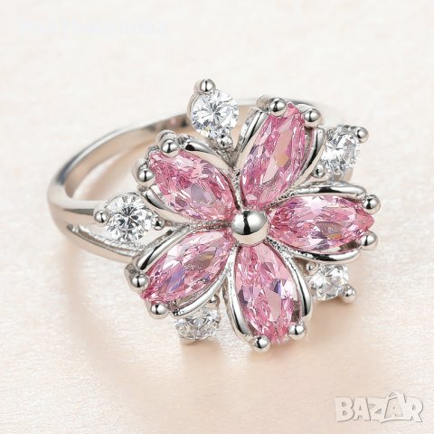 Пръстени цветя със сапфир и смарагд, снимка 2 - Пръстени - 41906784