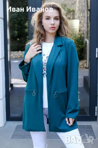 Издължено едноцветно дамско сако 9612, снимка 5 - Сака - 38851578