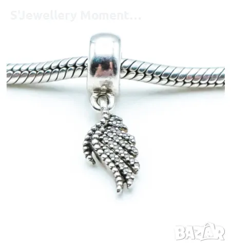 Сребърен талисман висулка перо PANDORA Feather, снимка 3 - Гривни - 49779597