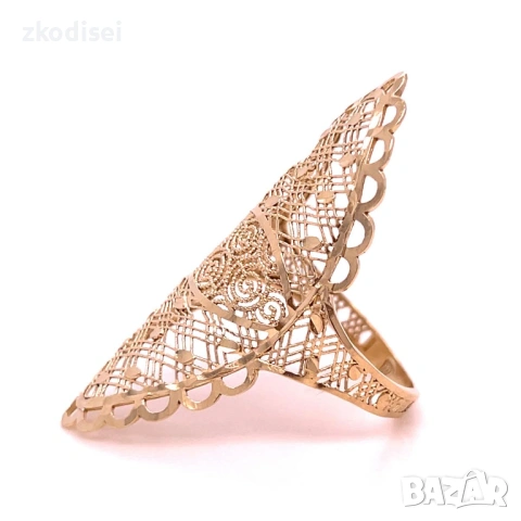 Златен дамски пръстен 2,58гр. размер:58 14кр. проба:585 модел:37061-1, снимка 2 - Пръстени - 53286197