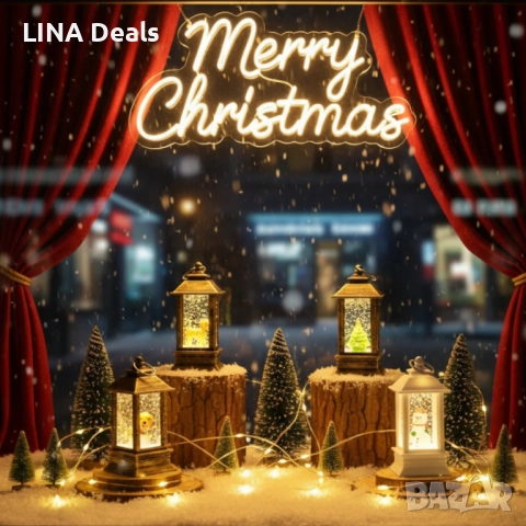 ❄️ LED Коледен фенер с падащ сняг